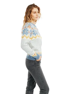 Dale of Norway Vilja Women's Knit Sweater Offwhite Blueshadow Mustard Hot